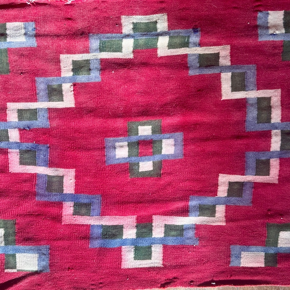 Handwoven Magenta Geometric Kilim Rug
